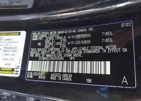 2022 Lexus Nx 350H Premium из США, поврежденный, VIN 2T2GKCEZ7NC005089